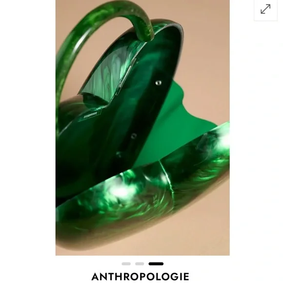 Anthropologie Green Heart Shaped Clutch Acrylic Hard Shell - Picture 3 of 10
